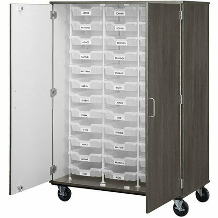 I.D. SYSTEMS 67'' Tall Dark Elm Mobile Storage Cabinet with 36 3'' Bins 80243F67020 538243F67020
